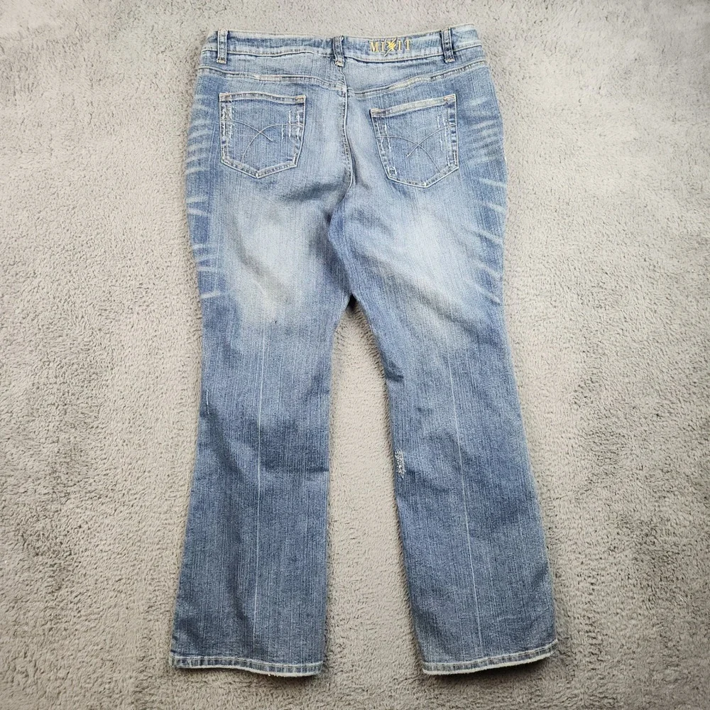 Mixit Jeans Womens 14P Blue Mid Rise Stretch Embellished Beaded Y2K Denim Pants